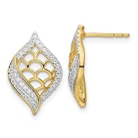 14k Gold Polished Fancy Diamond Post Earrings Measures 16.95x11.15mm Wide Jewelry Gifts for Women
