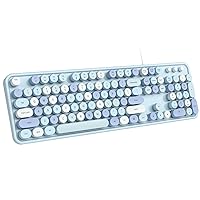 Dilter Wired Keyboard, Full-Sized Typewriter Keyboards, USB Plug and Play Office Keyboard with Number Pad, Caps Indicators, Foldable Stands for Windows, PC, Laptop, Desktop (Blue Colorful)