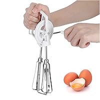Hand Crank Egg Beater,Stainless Steel Handheld Manual Egg Blender with Crank, Handheld Egg Mixer Beater, Home Kitchen Cooking Tool For Whipping Eggs, Smoothies And Whipped Cream, Manual Egg Blend