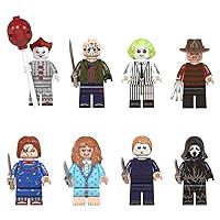 8 Pcs Horror Action Figures Toys Custom Sets, Movie Character Minifigures Building Blocks, Halloween Easter for Boys Girls Collectible 0II