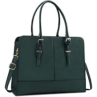 Laptop Bag for Women Leather Work Tote 15.6 Inch Laptop for Computer Bag Waterproof Business Office Professional Large Capacity Handbag Shoulder Bag DeepGreen