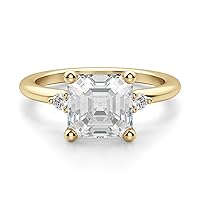 1 CT Asscher Cut Colorless Moissanite Engagement Rings for Women, Classic Handmade Moissanite Diamond Bridal Wedding Rings, Anniversary Propose Gifts Her
