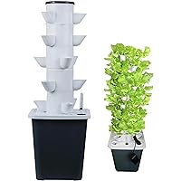 Garden Hydroponic Growing System 15/20/25/30 Pods Hydroponics Tower Apartment Grow Kit Aquaponics Planting System with Hydration Pump, Adapter, Network Pots, Herbs Timer