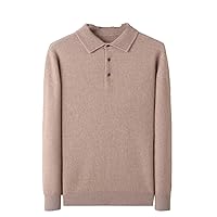 Men Autumn/Winter 100% Mink Cashmere Solid Sweater High Luxury China-Chic Blouse Button Pullover