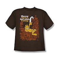 Garfield - Where It Belongs - Youth Coffee S/S T-Shirt for Boys