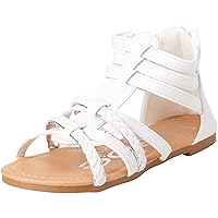 bebe Toddler Girls' Sandals - Leatherette Strapped Gladiator Sandals with Heel Zipper, Size 7 Toddler, White