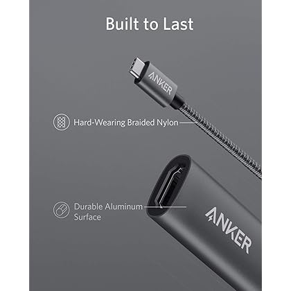 Anker USB C to HDMI Adapter (4K@60Hz), 310 USB-C Adapter (4K HDMI), Aluminum, Portable, for MacBook Pro, Air, iPad Pro, Pixelbook, XPS, Galaxy, and More