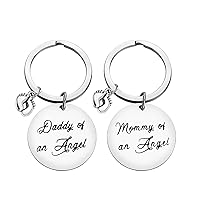 Loss of Baby Memorial Gifts Daddy of an Angel Mommy of an Angel Keychain Set Baby Memorial Keychain Pregnancy Miscarriage Loss Memorial Gifts for Mother Father Sympathy Gift for Infant Child Loss