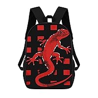 Retro Lizard Red Buffalo Plaid 17 Inch Backpack Adjustable Strap Daypack Laptop Double Shoulder Bag Shoulder Bags for Hiking Travel Work