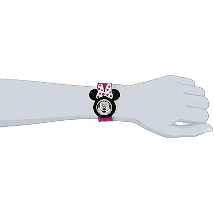 Minnie Mouse Kids' Analog Watch with Minnie Mouse Shape Case, Pink Strap - Official Disney Minnie Mouse Character on The Dial, Safe for Children - Model: MN1097