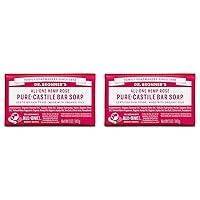 Pure-Castile Bar Soap (Rose, 5 ounce) - Made with Organic Oils, For Face, Body and Hair, Gentle and Moisturizing, Biodegradable, Vegan, Cruelty-free, Non-GMO (Pack of 2)