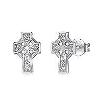 INFUSEU 925 Sterling Silver Celtic Knot Stud Earrings for Women Girls, Small Irish Jewelry 6-10 mm