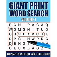 Giant Print Word Search Volume 1: 60 Puzzles with Full Page Letter Grid