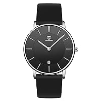 Watch, Mens Watch, Minimalist Fashion Simple Wrist Watch Analog Date with Leather Strap