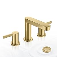 Bathroom Faucet 3 Hole KPAIDA Gold Faucet 8 Inch Widespread Bathroom Vanity Faucet with Pop Up Drain and Water Supply Lines