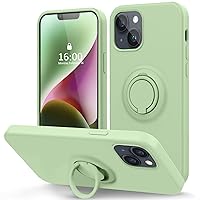 MOCCA Compatible with iPhone 14 Plus Phone Case with Ring Stand | Super Soft Microfiber Lining | Full-Body Anti-Scratch Liquid Silicone Case for iPhone 14 Plus Women Girls 6.7inch -Matcha