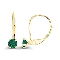 14k Gold Plated 925 Sterling Silver 4mm Round Hypoallergenic Genuine Birthstone Leverback Earrings