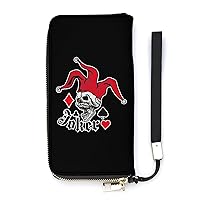 Joker Skull Cute Wallet Long Wristlet Purse Credit Card Holder Cell Phone Purse Elegant Clutch Handbag for Women
