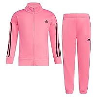 adidas Girls Zip Front Classic Tricot Jacket and Joggers Set