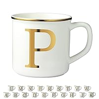 Miicol Micorave Safe Gold Initials 16 oz Large Monogram Ceramic Coffee Mug Tea Cup for Office and Home Use, Cute Personalized Mug Gifting for Family Friends Women and Man- Letter P
