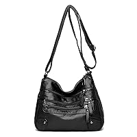WITERY Crossboby Bag for Women - Soft PU Leather Multi-Pocket Shoulder Bag Handbag with Adjustable Strap
