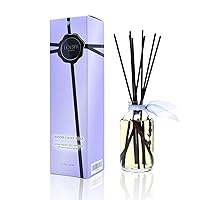 LOVSPA Lavender & Black Amber Scented Sticks Reed Diffuser Oil Gift Set with Scented Sticks - Relaxing Blend of Parisian Lavender, Rustic Amber and Vanilla Tonka Bean Essential Oils