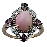 Carillon Certified Pink Opal Oval Shape Natural Earth Mined Gemstone 10K Rose Gold Ring Anniversary Jewelry for Women & Men