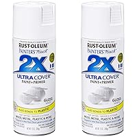 Rust-Oleum 249090 Painter's Touch 2X Ultra Cover Spray Paint, 12 oz, Gloss White (Pack of 2)