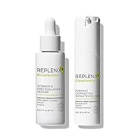 Replenix Brightening & Correction Treatment Skin Care Bundle, Medical-Grade Set Includes Pigment Correcting Brightening Cream (1 fl. oz) & Vitamin C Pro Collagen Face Serum (1 fl. oz)
