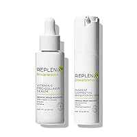 Brightening & Correction Treatment Skin Care Bundle, Medical-Grade Set Includes Pigment Correcting Brightening Cream (1 fl. oz) & Vitamin C Pro Collagen Face Serum (1 fl. oz)