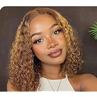 Highlight Human Hair Lace Front Wigs loose Deep Wave 4/27 Ombre Colored Glueless Wigs Pre Plucked 12Inch 13x4x1 Transparent Curly Water Wave Lace Wig Honey Blonde Real Human Hair 150% Density