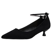 Women Office Pumps with Crystal Ankle Strap Pointed Toe Work High Heel Shoes Formal Occasions Stiletto