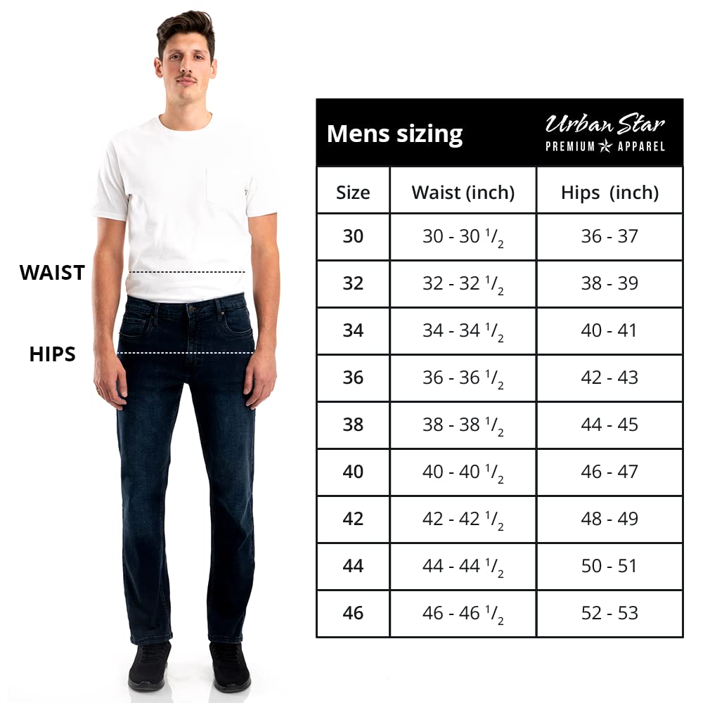 Urban Star Mens Jeans Relaxed Fit – Straight Leg Stretch Jeans for Men – Ultimate Comfort Superflex Pants