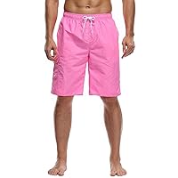 Mens Quick Dry Swim Shorts with Pockets Classic Fit Drawstrings Mesh Liner Swimming Trunks Fashion Hawiian Beach Board Short