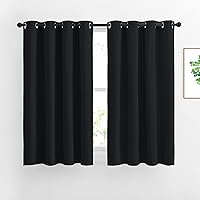 NICETOWN Black Out Curtains for Living Room - Easy Care Solid Thermal Insulated Grommet Blackout Panels/Drapes for Bedroom Window (2 Panels, 52 inches Wide by 54 inches Long)