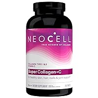NeoCell Super Collagen with Vitamin C, 360 Collagen Pills, #1 Collagen Tablet Brand, Non-GMO, Grass Fed, Gluten Free, Collagen Peptides Types 1 & 3 for Hair, Skin, Nails & Joints (Packaging May Vary)
