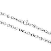 Adabele 304 Grade Surgical Stainless Steel 3mm 4mm Cable Chain Necklace 18 Inch Hypoallergenic Women Girl Men Jewelry
