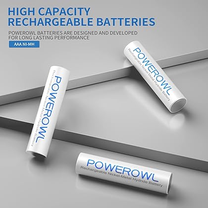 POWEROWL AAA Rechargeable Batteries 24 Pack, High Capacity Rechargeable AAA Batteries 1000mAh 1.2V NiMH Low Self Discharge