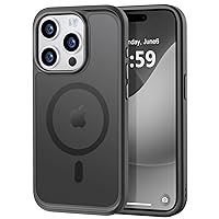 MOCCA Strong Magnetic for iPhone 15 Pro Case, [Compatible with Magsafe][13FT Military Drop Protection] Slim Translucent Matte Shockproof Case for iPhone 15 Pro Phone Case 6.1'', Titanium Black