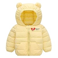 Boys Snow Coat Toddler Kids Baby Boys Girls Winter Windproof Warm Love Print Boys Winter Coat (Yellow, 9-12 Months)