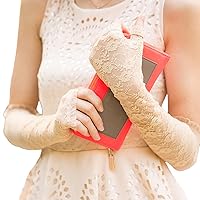 Nappaglo Women's Long Lace Fingerless Gloves Vintage Floral for Summer UV Protection Wedding Party Driving