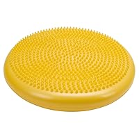 CanDo Inflatable Balance Disc for Balance Training, Proprioception, Strengthening Lower Extremities, Posture, Back Pain, Stress Relief, Restlessness and Anxiety. Yellow, 14” Diameter