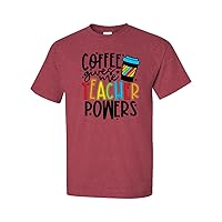 Funny Coffee Gives Me Teacher Powers Adult Unisex Short Sleeve T-Shirt
