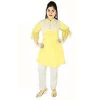 Indian Festival Girls Kids Comfy yellow Georgette Kurti & cotton Pant Girls Suit set K22 9003