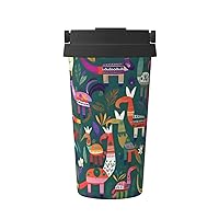 Mexican Otomi Animal Print Reusable Coffee Cup - Vacuum Insulated Coffee Travel Mug For Hot & Cold Drinks