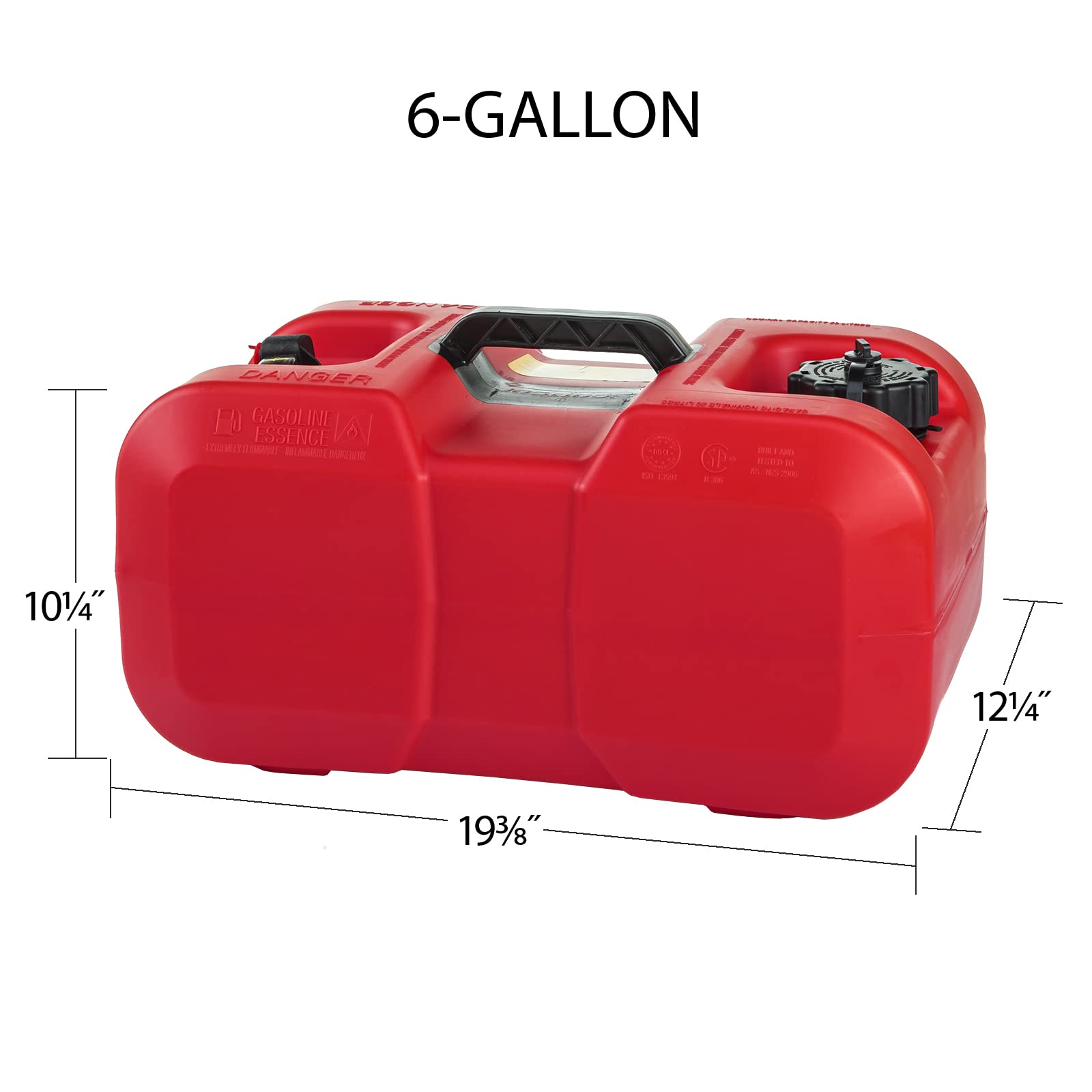 Scepter 10511 Rectanglular 6 Gallon Under Seat Portable Marine Fuel Tank With Handle, 19-Inches x 12-Inches x 10-Inches, Red