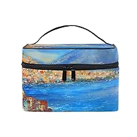 Cosmetic Bag Naples Italy City And Mountain Landscape Painting Women Makeup Case Travel Storage Organizer