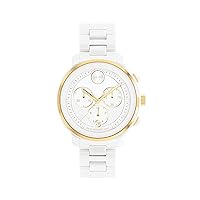 Movado 3600933 Bold Verso Women's Swiss Quartz Ionic Plated Light Gold Steel and Ceramic Link Bracelet Watch, Color: White