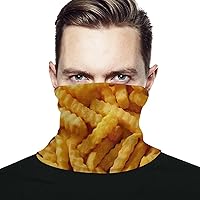 Crinkle Cut Crispy Golden Fried Potato Chips Funny Face Cover Scarf Neck Mask Skiing Fishing Hiking Cycling UV Protector for Men Women