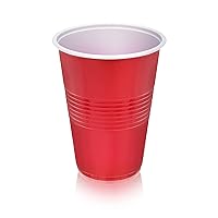 True Red Party Cups, disposable Cups for Parties, Beer Pong Cup, Perfect for Outdoor Drinking Games, Drink Tumblers, set of 24, 16oz, Red